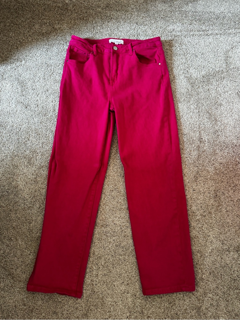 Women's High-Rise Straight Jeans in Fuchsia - Risen Jeans